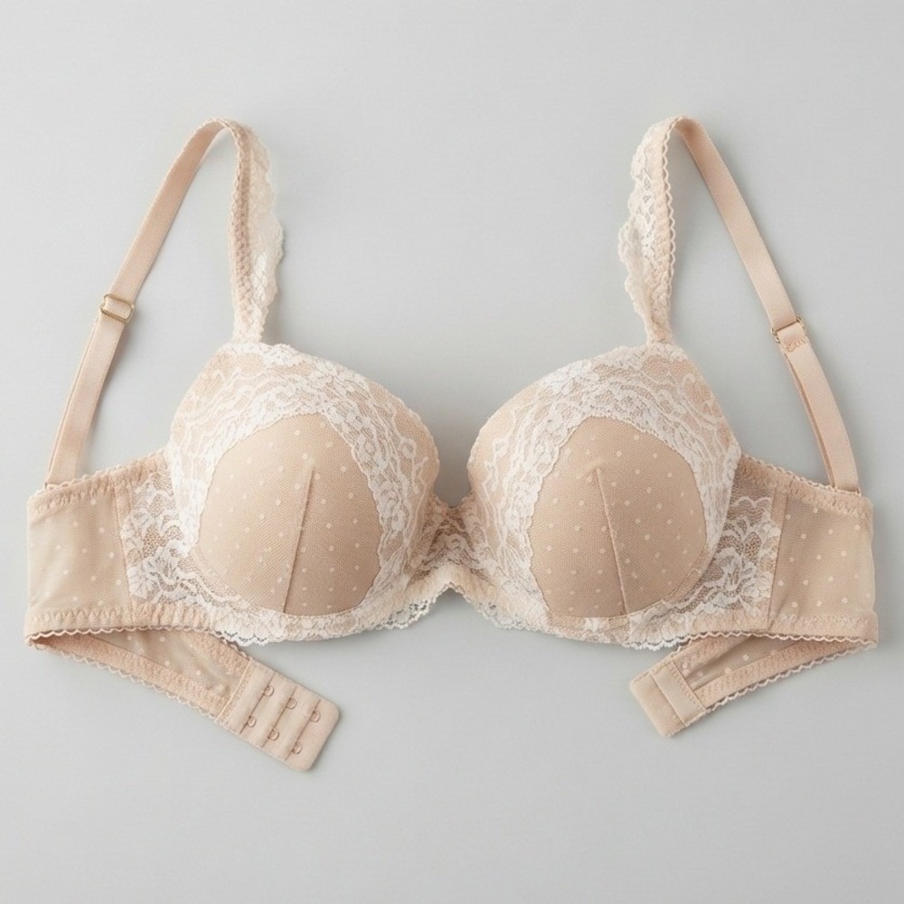 Victoria's Secret Dream Angels Demi Bra Lace Swiss Dot Cream 36D lined underwire